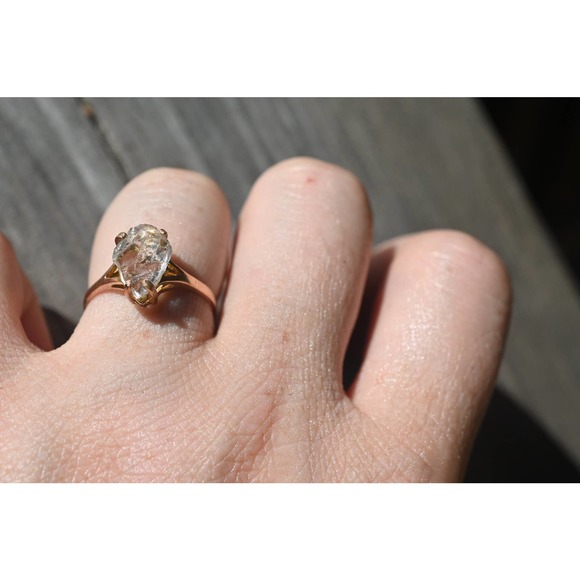 14k Rose Gold Ring Raw Stone Ring Rough Diamond Ring Wedding Band Unique… - Picture 2 of 3